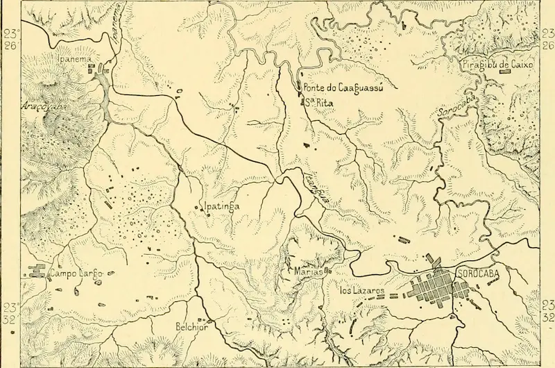 Mapa histórico de Sorocaba e Ipanema — Élisée Reclus (1893).