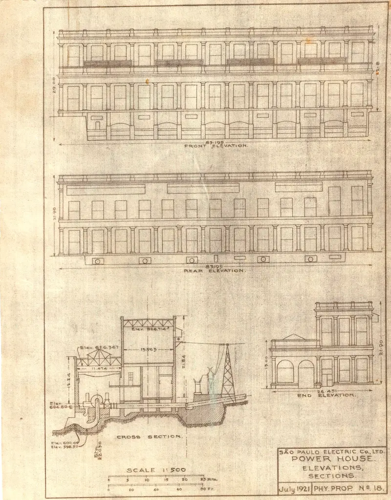Planta arquitetônica da Power House (1921).