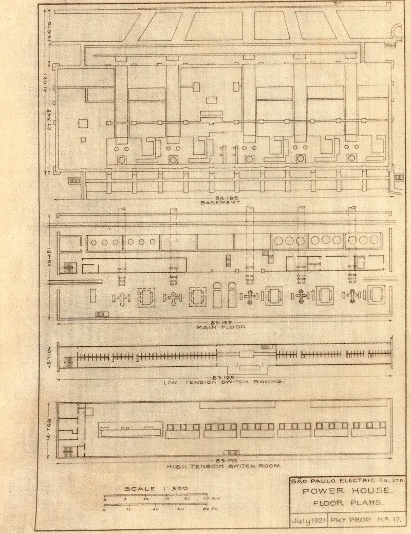 Planta interna da Power House (1921).