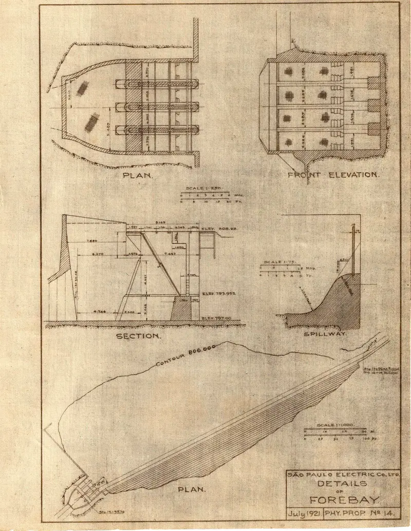 Detalhes de Forebay (1921).
