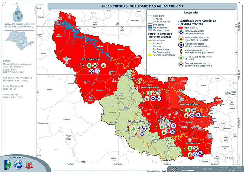 Áreas críticas - qualidade das águas CBH-SMT